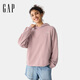 GAP女裝2025秋冬刺繡logo連帽衛衣寬松基礎款休閑上衣761956 粉色 M (165/84A)亞洲尺碼