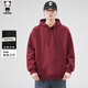 HIPANDA衛衣男重磅連帽美式休閑潮牌純色套頭帽衫上衣外套男酒紅色3XL