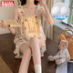 JIOESC帶胸墊睡衣女款夏季薄款吊帶短褲甜美可愛新款可外穿家居服兩件套 小花狐貍 XL 【120-140斤】