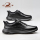 公羊男鞋氣墊減震運動(dòng)鞋男軟底耐磨真皮透氣休閑鞋子男百搭戶(hù)外健步鞋 黑色四季款 41