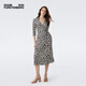 Diane von Furstenberg[100%真絲]2025春夏新款黑白迷宮針織桑蠶絲裹身連衣裙DW1T014 TMSIB S