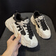 百麗踏韓版爆款老爹鞋女春秋季新款ins真皮厚底運動(dòng)女 米白 單里 37