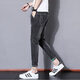 LEMBA九分牛仔褲男士修身彈力小腳2025秋冬季新款小個(gè)子九分褲休閑男褲 黑灰色9分褲 29 碼