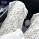 矜持范韓系可愛狗狗闊腿褲女春夏2025新款寬松小個子小眾直筒休閑長褲潮 印花小狗褲子 S 建議【7595】斤內(nèi)