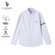 U.S.POLO ASSN.長(cháng)袖襯衫男秋冬條紋純棉休閑工裝外套男士高端藍色襯衣