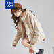 唐獅（TonLion）2025針織外套女休閑衛衣開(kāi)衫連帽上衣 無(wú)絨款淺卡其/二批 XL