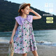 ASK JUNIOR滿印花朵公主裙女童夏時髦蝴蝶結(jié)領(lǐng)時尚潮流兒童裙子 紫色 150