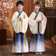 愛(ài)寶適兒童國學(xué)六一漢服男女童兒童節表演服中國風(fēng)小學(xué)生三字經(jīng)演出服 藍墨廣袖 130 cm【建議身高126-135cm】