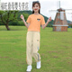G.DUCKKIDS女童短袖夏裝兒童運(yùn)動套裝中大童女裝6-15歲學(xué)生T恤九分褲兩件套2 橘色米奇頭 150
