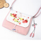暢印翻蓋帆布棉麻刺繡古風(fēng)斜挎小方包漢服包包小眾文藝森系百搭復古包 淺粉 草莓兔 寬23x高19x厚3.5cm