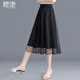 她池中長(zhǎng)款半身裙2025春夏新款女裝高腰松緊腰網(wǎng)紗波點(diǎn)裙