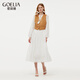 歌莉婭套裝女旅游仿麂皮優(yōu)雅馬甲配白色連衣裙兩件套1E2RAC290 71Y駝色 XS