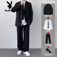 花花公子（PLAYBOY）西服套裝男學(xué)院風(fēng)寬松痞帥dk制服外套春秋季潮流百搭西裝三件套 西服+白襯衫+西褲+領(lǐng)帶 (90%購(gòu)買 L