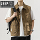 JEEP SPIRIT吉普精神工裝馬甲男士2025年春夏款釣魚(yú)導演多口袋馬夾外套男 DY3093卡其色 3XL