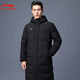 李寧羽絨服男款長(cháng)款冬季加厚過(guò)膝防風(fēng)保暖運動(dòng)時(shí)尚鴨絨羽絨面包服 黑色89【鴨絨】長(cháng)款 XL