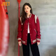 Jret2024年情侶雙肩棒球服外套女美式潮牌復(fù)古夾克女休閑衛(wèi)衣女 881  紅色外套 S