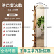 法卡威實(shí)木掛衣架臥室落地衣帽架帶鏡子一體客廳家用可移動(dòng)多功能置物架 【中號(hào)雙層】滾輪款·胡桃色