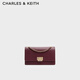 CHARLES&KEITH金屬扣鏈條斜挎單肩國王包小方包包女包生日禮物CK2-20840579 Burgundy葡萄酒紅色 中包