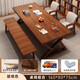 第一森林（First Forest）客廳實(shí)木書(shū)桌學(xué)習桌子去客廳化大長(cháng)桌家用辦公桌電腦桌大板書(shū)法桌 豪華組合【1桌2椅1凳】胡桃色160*80CM