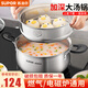 蘇泊爾（SUPOR） 湯鍋304不銹鋼加厚家用奶鍋煮粥鍋煮面鍋煮鍋鍋具燃氣電磁爐燉鍋 加厚款【蒸格+水怪湯勺】 24cm