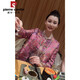 皮爾卡丹2025新款春秋高端唐裝玫粉色宋錦盤(pán)扣短外套女裝新中式輕國風(fēng)復古 新中式粉色外套 L