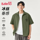 班尼路（Baleno）短袖襯衫男情侶款夏季涼感砂洗百搭休閑襯衣青少年寬松男生外套潮