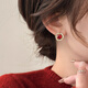 伊燦輕奢法式橄欖綠鋯石耳釘氣質(zhì)絕美高級感耳夾2025新款爆款小眾耳飾 紅色鋯石耳夾