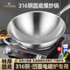 鏗鏘316不銹鋼炒鍋圓底炒鍋凹面電磁爐專用炒鍋平底無涂層不粘炒菜鍋 圓底 【加厚 無涂層】無蓋 36cm