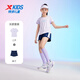 特步（XTEP）兒童童裝女童小中大童運動(dòng)短袖針織套裝 霧紗紫 130