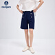 Navigare意大利小帆船休閑簡(jiǎn)約短褲女士夏季氣質(zhì)五分褲時(shí)尚高腰顯瘦褲子 暗珠寶藍 XL