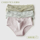 Christies女士內褲女士純棉10A抗菌甜美蕾絲透氣純欲低腰夏季薄款女生短褲