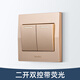 西門子（SIEMENS）開關(guān)插座香檳金色悅動(dòng)系列套餐五孔二三插家用86型面板 新國標(biāo) 五 二開雙控帶熒光 1只