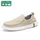 木林森男鞋春季新款透氣帆布鞋男士休閑時(shí)尚百搭輕便布鞋健步鞋 米色 40