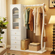 新中式實(shí)木多功能衣帽架家用客廳臥室大容量?jì)ξ锛苤梦锛軖煲录?白色（自行安裝） 100*40*170cm