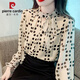 皮爾卡丹春裝蝴蝶結波點(diǎn)長(cháng)袖雪紡襯衫女秋季2026新款女裝法式別致漂亮小衫 波點(diǎn) S 80-95斤