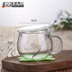 FANCYCHIC玻璃杯子耐熱家用牛奶早餐杯大號微波爐專(zhuān)用帶勺帶把水杯透明大肚 有蓋帶勺+墊300ml