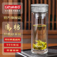 格亞（GEYA）純鈦玻璃杯男士茶杯大容量雙層水杯耐高溫泡茶杯水晶杯隔熱杯子 皓月銀 400ml禮盒裝