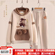 歐穎慕女童衛衣秋冬9-12女孩衣服新款網(wǎng)紅中大童女裝加絨加厚休閑兩件套 A1卡其女巫上衣_Q1杏色小熊長(cháng)褲 150(建議140-150cm重62-80斤)