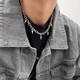 逐青新款鈦鋼流蘇鉚釘項鏈男潮朋克嘻哈頸鏈小眾設計冷淡風(fēng)男鎖骨鏈女 流蘇鉚釘項鏈A款 短款約45cm