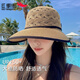 紅蜻蜓（RED DRAGONFLY）遮陽帽子女夏季沙灘防曬帽戶外防紫外線太陽帽騎車遮臉大檐空頂帽 深咖 帽圍可調(diào)（56-60CM）