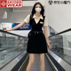 SNYDER WEAR美式翻領(lǐng)氣質(zhì)短袖連衣裙女2025夏季新款收腰顯瘦學院風辣妹A裙子 拼色/短裙 S 建議80-90斤