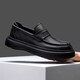 SUSTYLE國際一線(xiàn)奢侈品牌皮鞋百搭休閑一腳蹬鹿皮平跟豆豆鞋男士真皮 黑色 41  標準碼