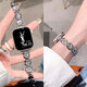 炫戴【貓咪鑲鉆】適用蘋果手表s10表帶金屬apple watch s9腕帶小眾iWatch s8女款se高級s8/s7/s6配件 【銀色-晶鉆】可愛貓咪皓石 38/40/41/42表盤4~10代/se