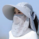 九州絲羽防曬面罩帽子一體護(hù)頸遮陽干活口罩中老年女士采茶防紫外線太陽帽 灰色（小碎花） 均碼