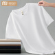 莫代爾280g重磅雙面德絨t恤男短袖圓領(lǐng)體恤純色上衣保暖打底衫加絨半袖 M22【雙面絨】白色 3XL