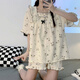 伊棠朵夏季睡衣女短袖短褲公主風(fēng)甜美家居服蝴蝶結(jié)花邊夏天可外穿套裝 LXE-615#帕恰狗 L 建議體重96-115斤