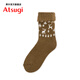 厚木Atsugi里起毛加厚保暖秋冬新品小鹿花紋休閑居家襪子女RGA3573 163卡其綠 1雙 均碼 22-24cm