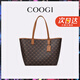 COOGI女士包包女包輕奢品牌單肩包女托特包女情人節(jié)生日禮物送女友老婆 咖啡色