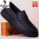 西域駱駝秋冬新款加絨保暖舒適真皮男鞋商務(wù)休閑皮鞋軟底頭層羊皮高端皮鞋 黑色(秋冬單鞋)頭層羊皮 40