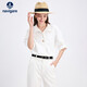 納維凱爾意大利小帆船女薄款防曬短袖襯衫純色寬松襯衣2323505503 白 XL 